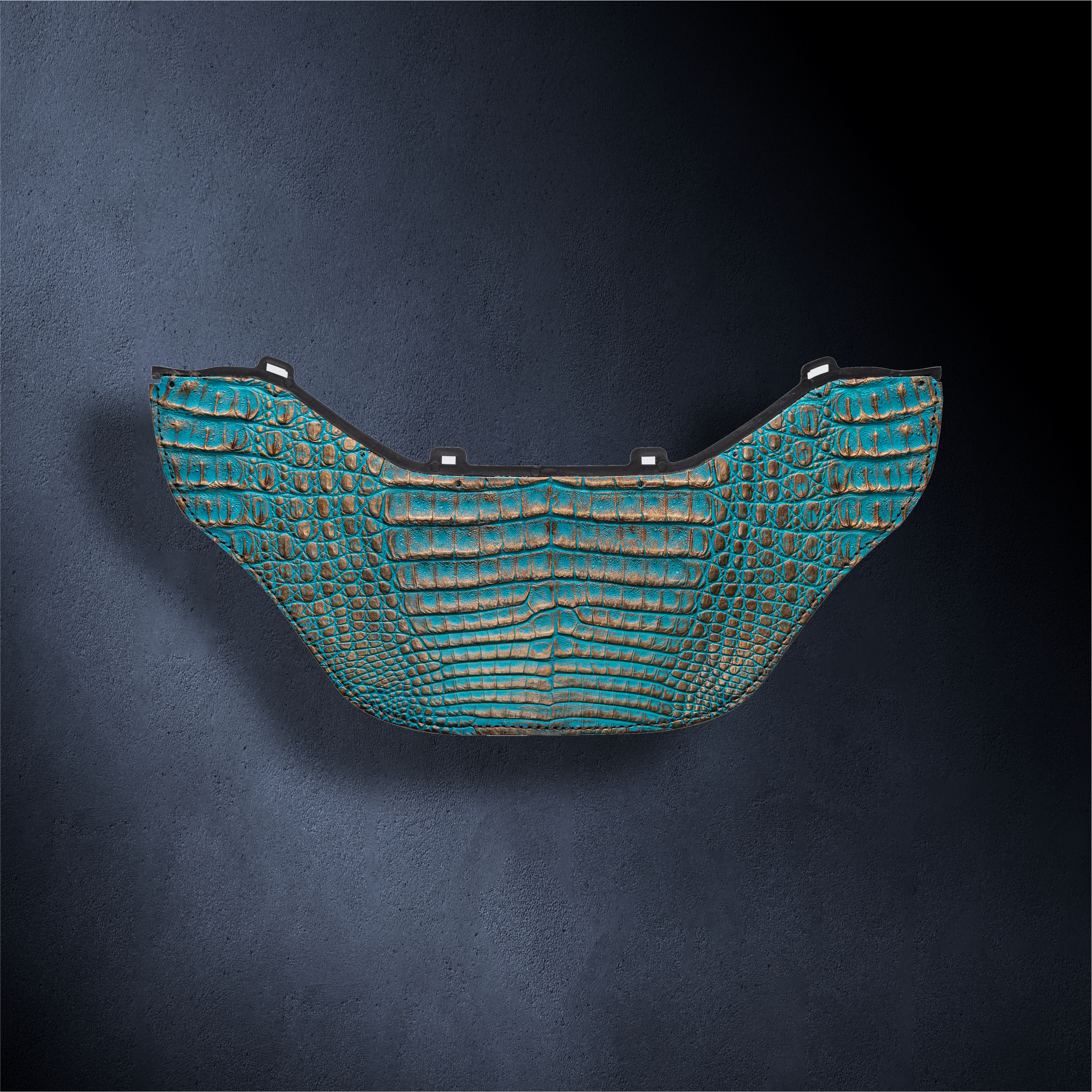 Genuine Cayman Alligator Bib Gold/Turquoise– Slimline Series